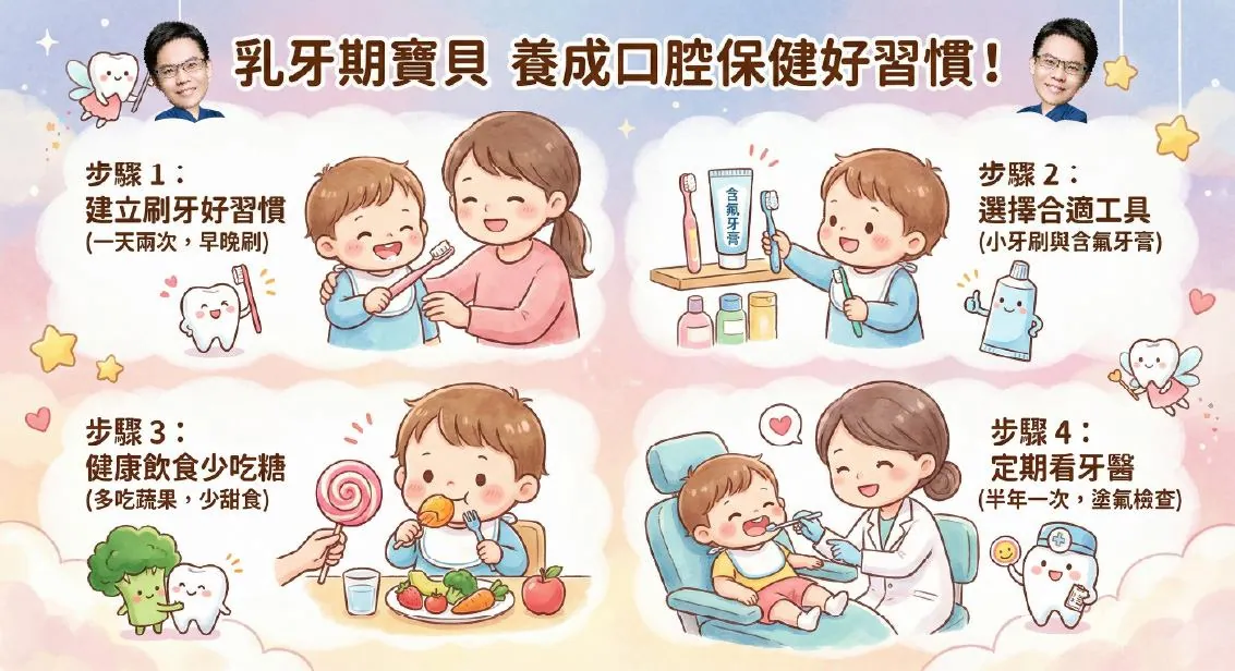 ▍乳牙期（約 6 歲前）：養成好習慣，比治療更重要