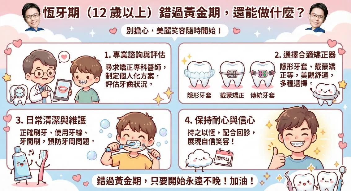 ▍恆牙期（12 歲以上）：錯過黃金期還能做什麼？